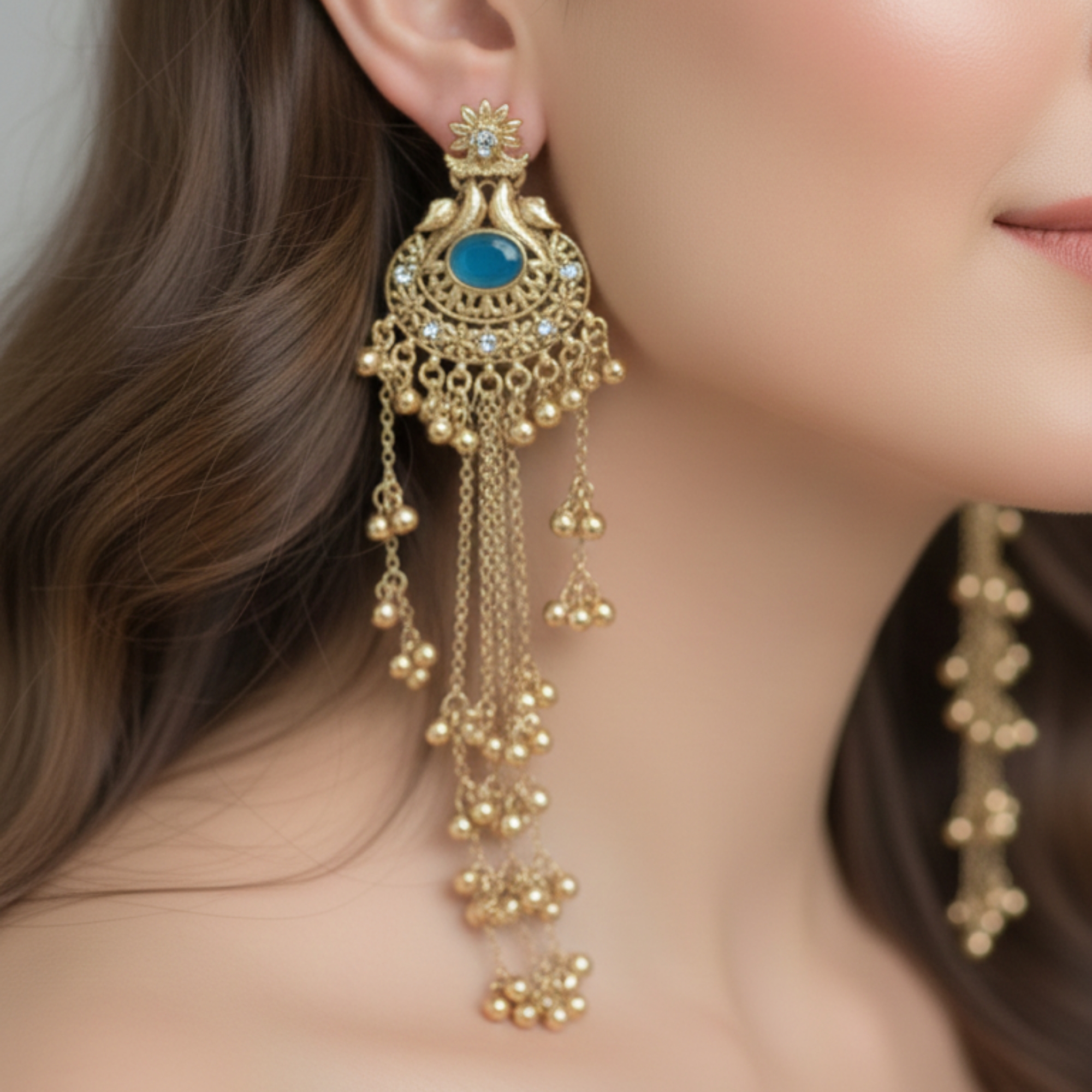 Chandelier Teal Earrings - Image 2