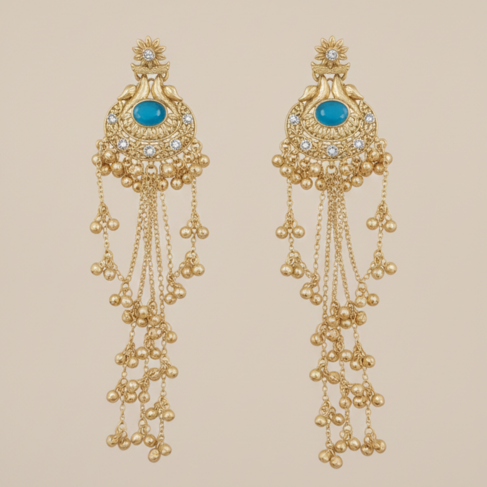 Chandelier Teal Earrings - Image 3