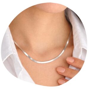 Silver Herringbone Necklace