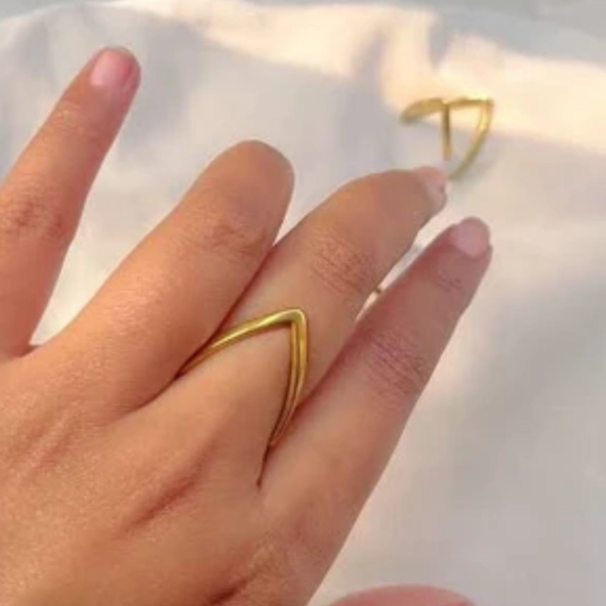 Minimal Chevron Gold Ring - Image 2