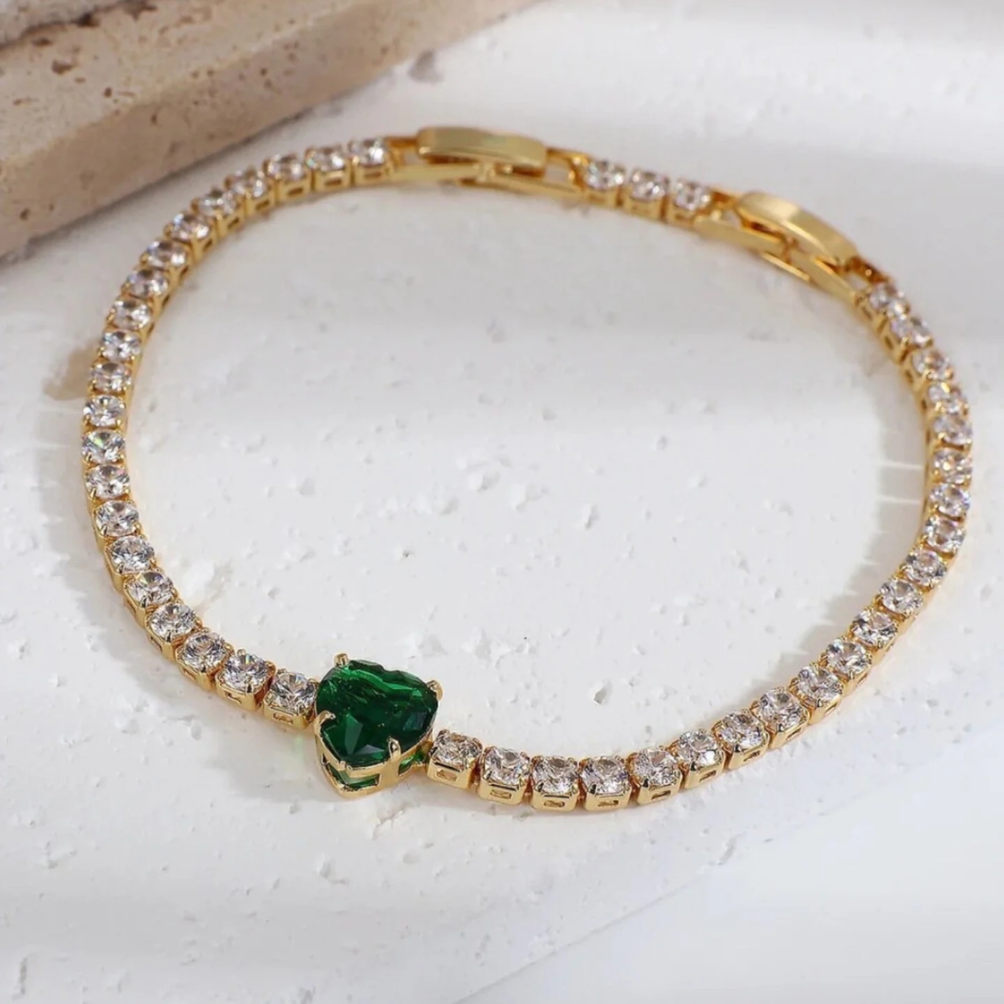 Emerald Heart Tennis Bracelet - Image 2