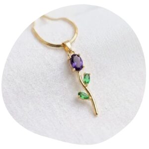 Amethyst Orchid Stem Necklace