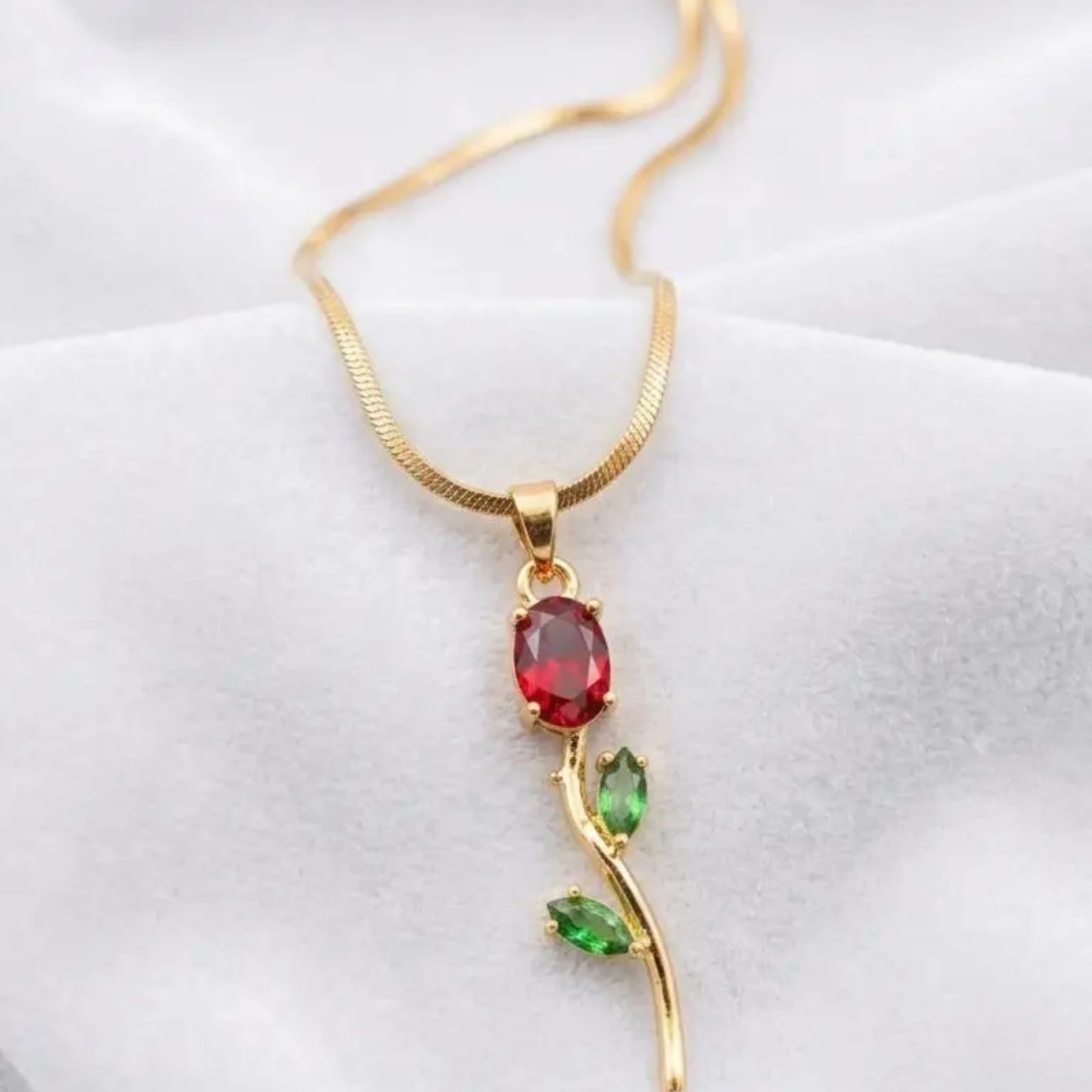 Ruby Rosebud Stem Necklace - Image 2