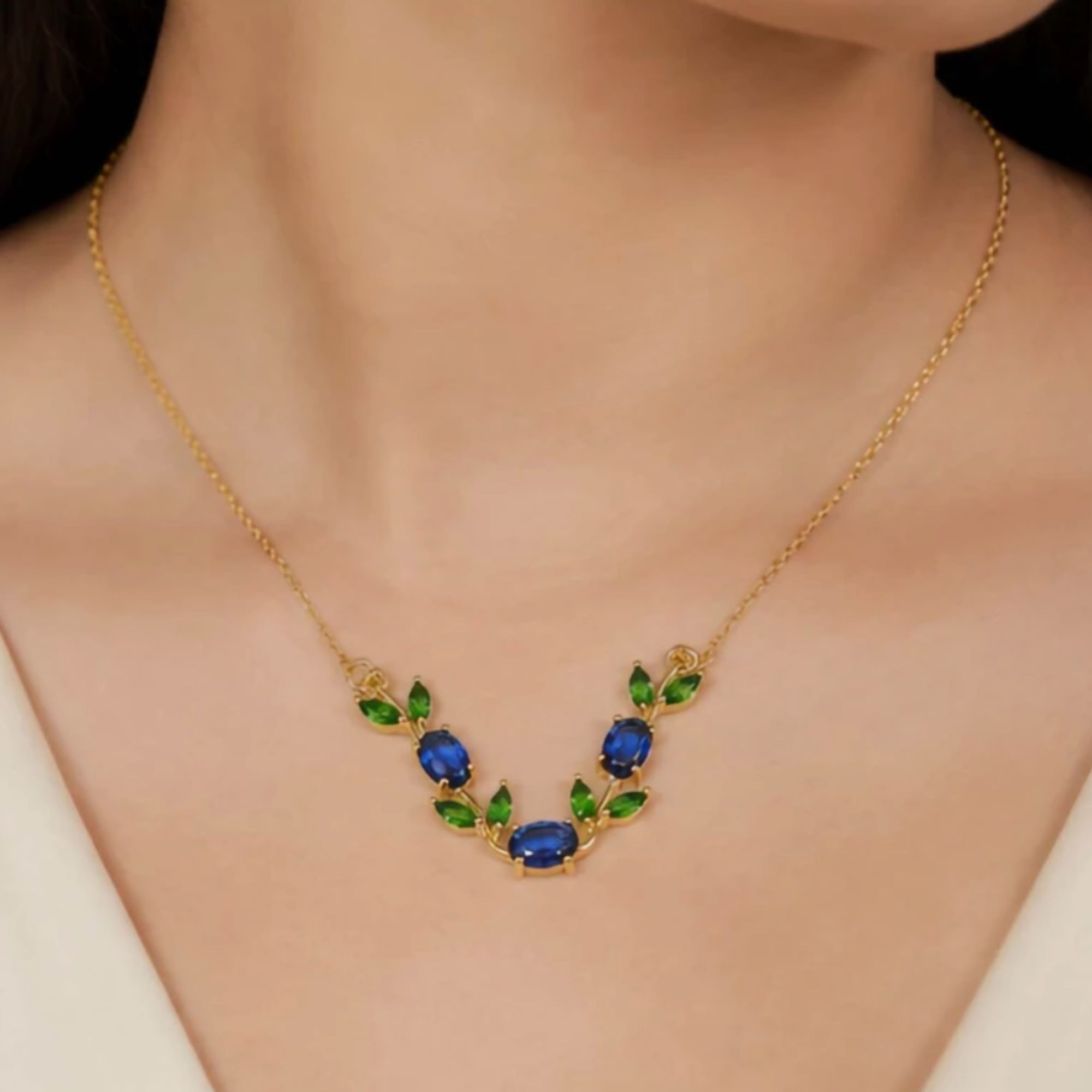 Bella Azure Bloom Necklace - Image 3