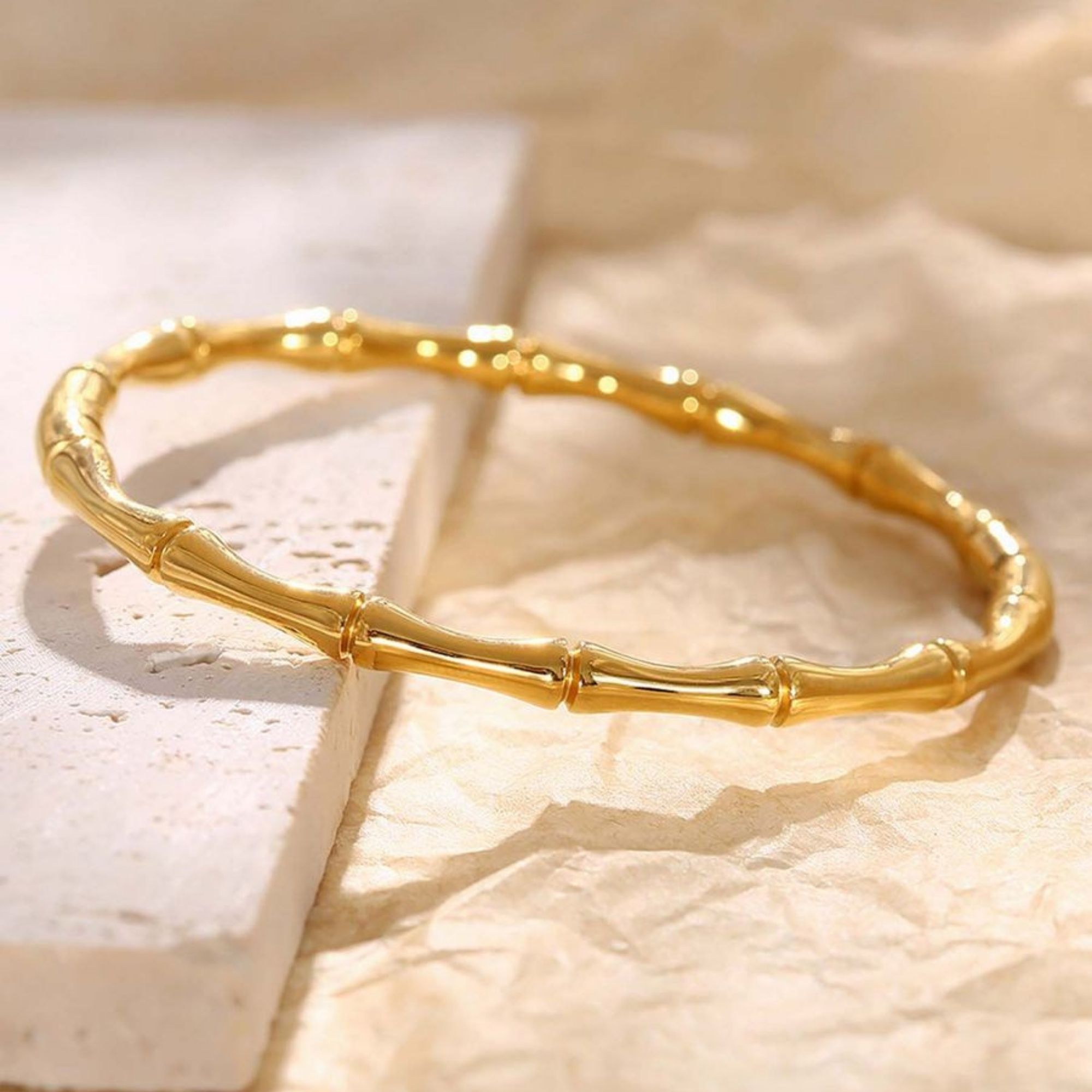 Bamboo Elegance Golden Bracelet - Image 2
