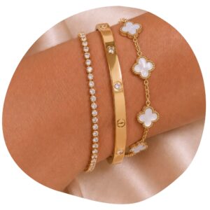 Clover & Crystal Bracelet Stack