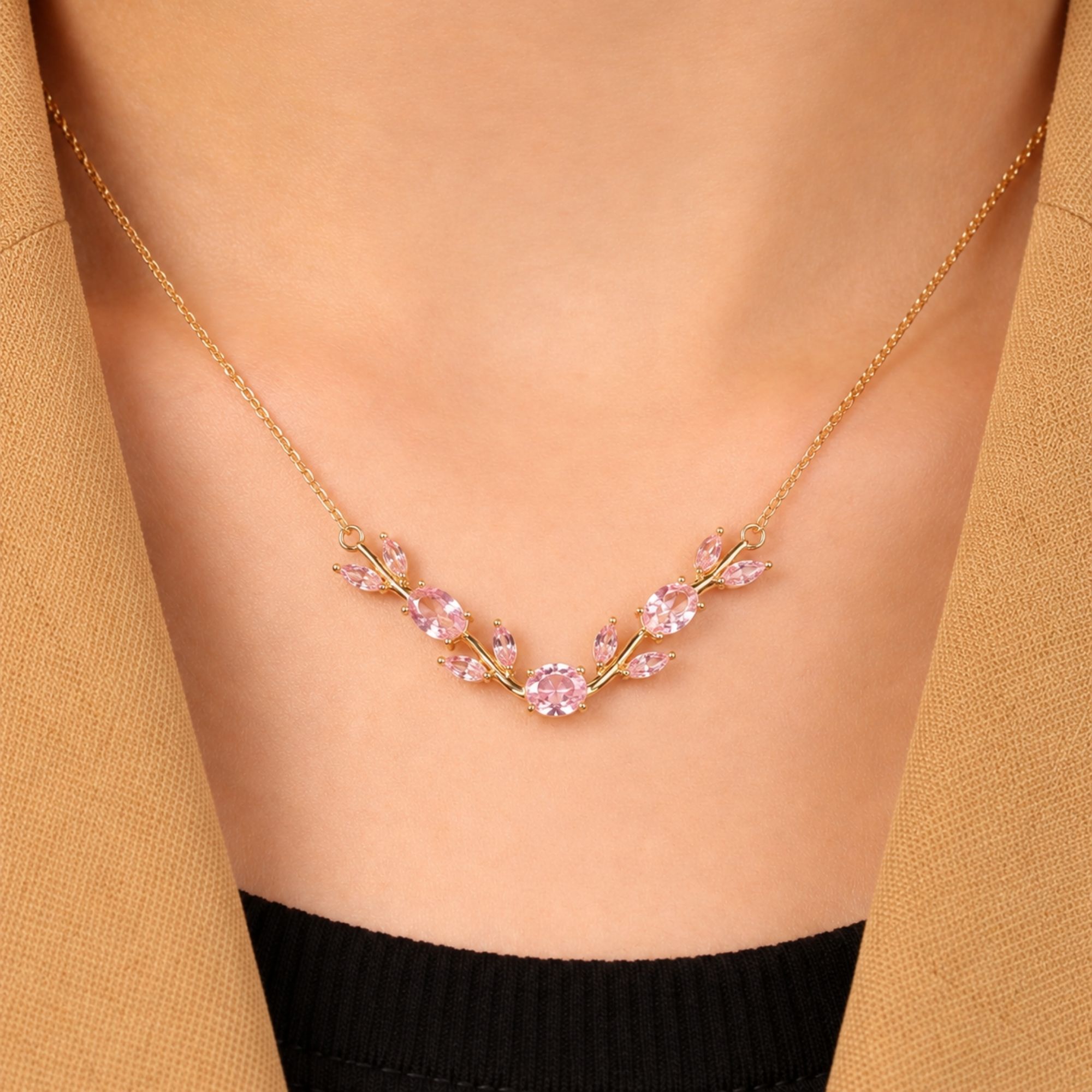 Blush Pink Tulip Necklace - Image 3