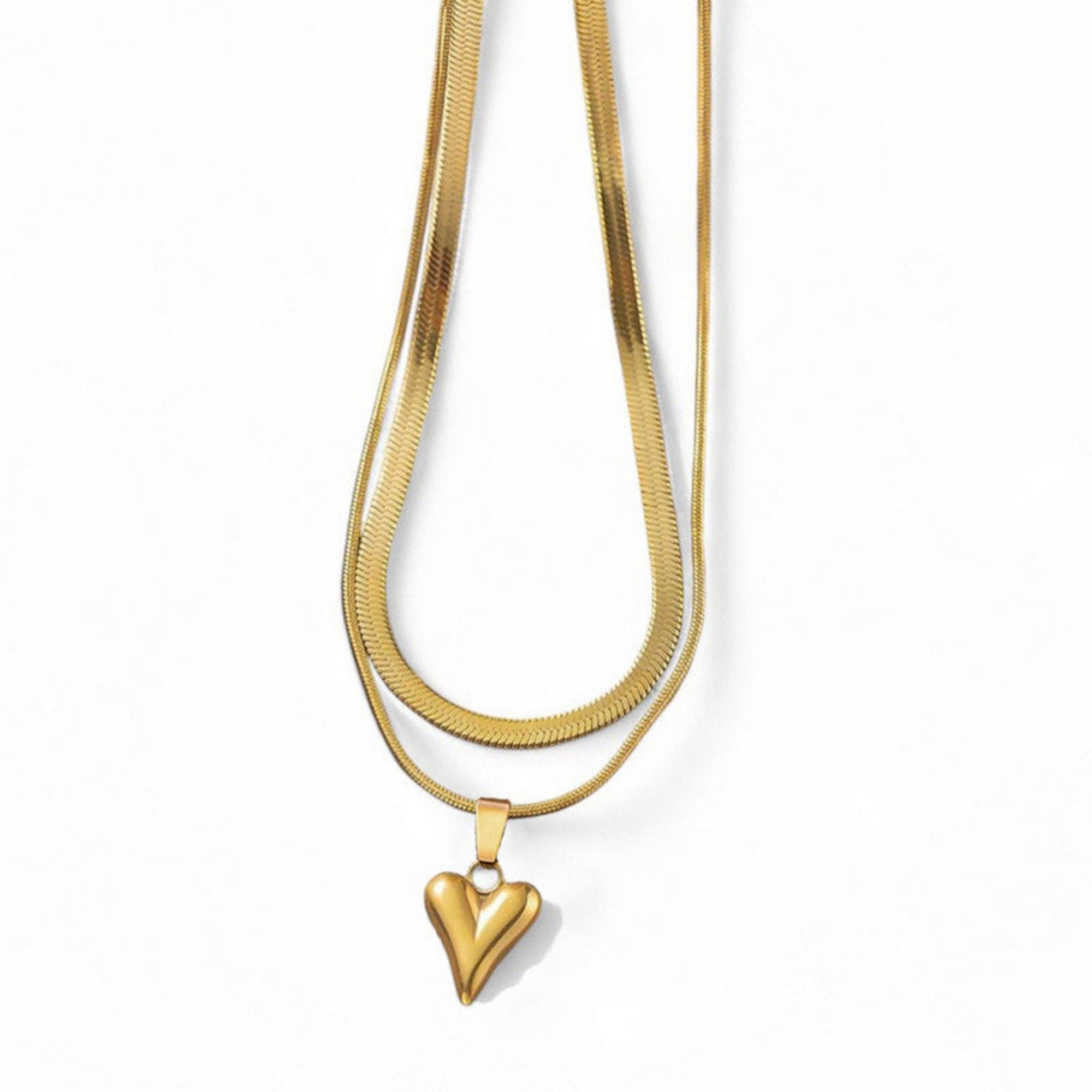 Amara Layered Heart Necklace - Image 3
