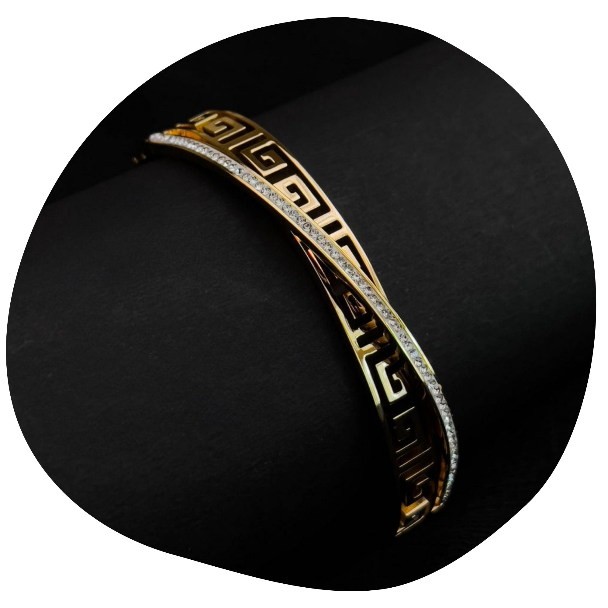 Regal Greek Key Crystal Bracelet